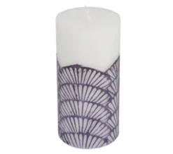 Outlet * Bougie Pilier Déco "Mermaid" 14Cm Violet Et Blanc