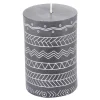 Flash Sale * Bougie Pilier Embossee "Graphic Ethnic" 10Cm Noir