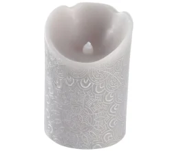 Cheap * Bougie Pilier Led "Mandala" 11Cm Gris Clair