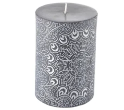 Best Sale * Bougie Pilier Mandala "Graphic Ethnic" 10Cm Noir
