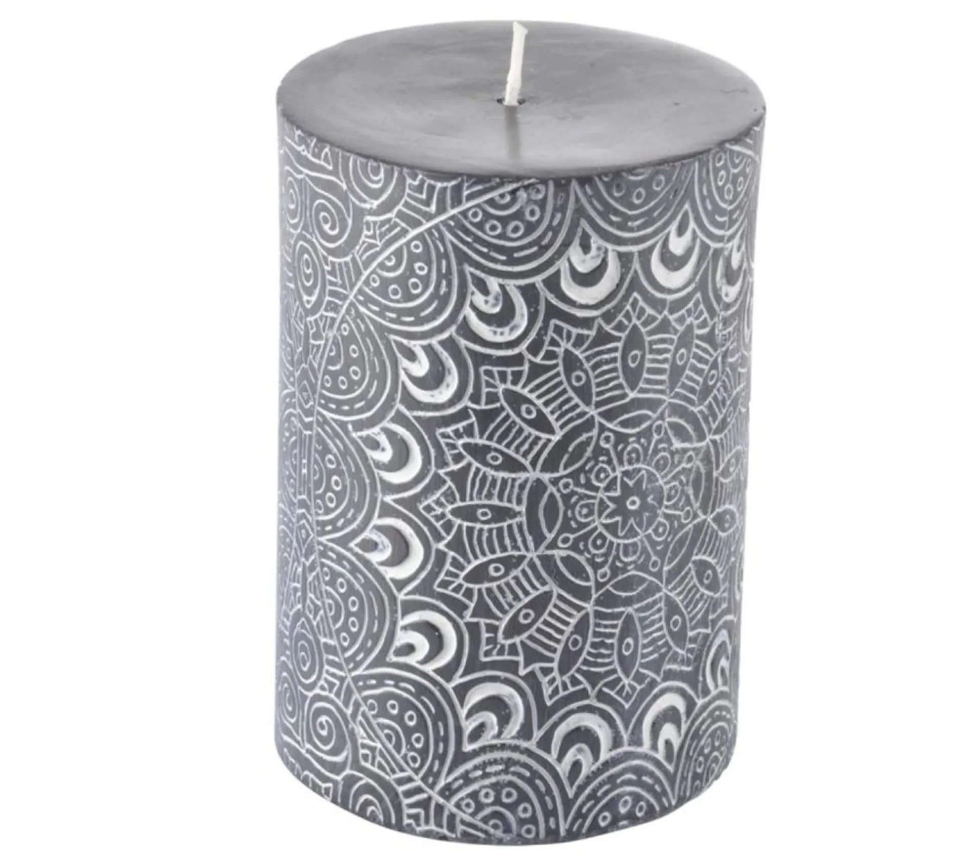 Best Sale * Bougie Pilier Mandala "Graphic Ethnic" 10Cm Noir