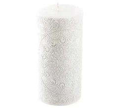 Hot * Bougie Pilier Mandala "Graphic Ethnic" 14Cm Blanc