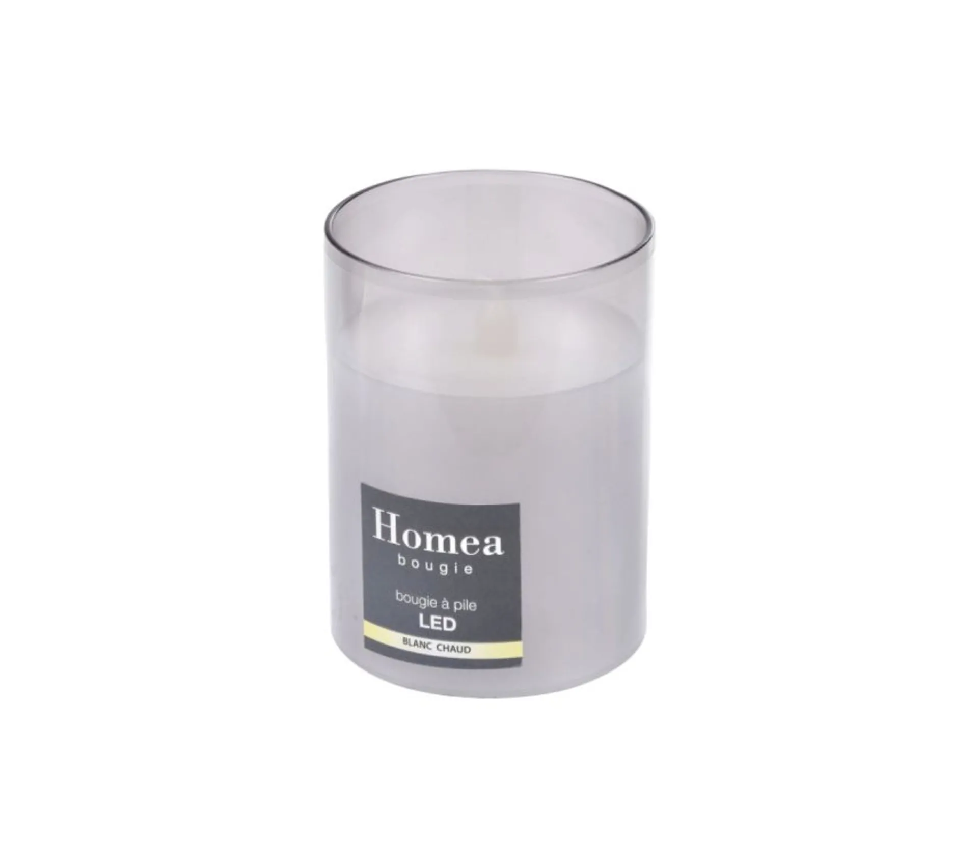 Sale * Bougie Ronde Led "Verrine" 10Cm Gris Clair