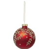 * Guirlande Et Boule De Sapin^Boule De Noël En Verre "Feuille" 10Cm Rouge