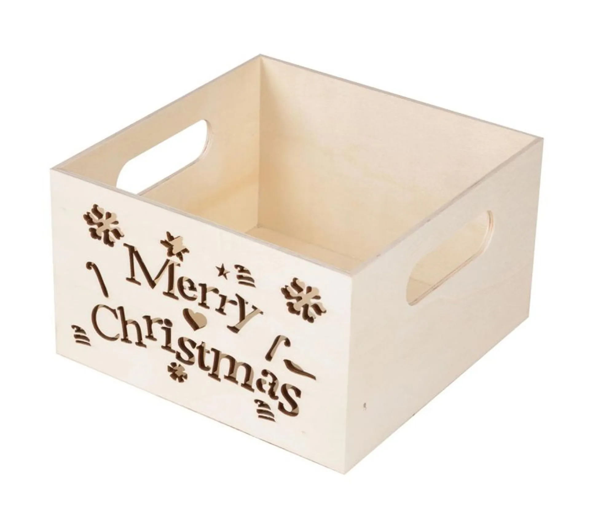 Outlet * Caisse A Customiser "Merry Christmas" 15Cm Naturel