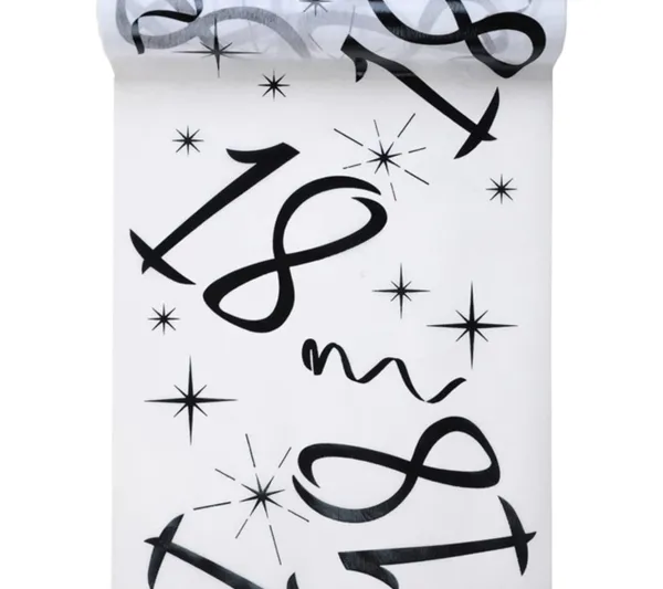 * Anniversaire Et Autres Fêtes^Chemin De Table Anniversaire 18 Ans Blanc Et Noir - Santex