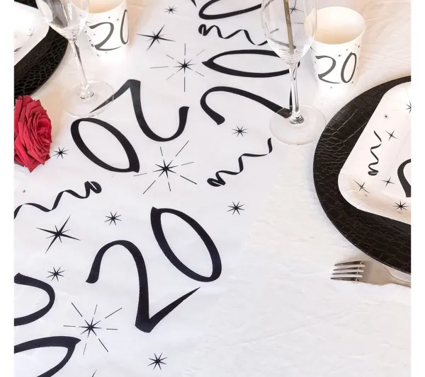 * Anniversaire Et Autres Fêtes^Chemin De Table Anniversaire Blanc 20 Ans - Santex