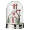 Best * Cloche Déco Led "Maison Hiver" 23Cm Blanc Et Rouge