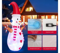 Online COSTWAY 240 Cm Bonhomme De Neige Gonflable Lumineux A Led Multicolores Rotatives Décoration Pour Noël