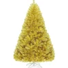 COSTWAY Sapin Et Accessoire^ Arbre De Noël Artificiel 180 Cm Coloris Champagne Dore Traitement Electro-Galvanisation Support Meta