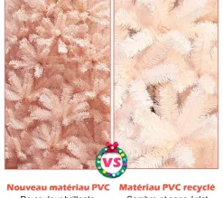 COSTWAY Sapin Et Accessoire^ Arbre De Noël Artificiel 180 Cm Rose Aiguilles En Pvc 617 Branches Support Metallique Solide,Sapin A