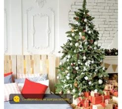 COSTWAY Sapin Et Accessoire^ Arbre De Noël Artificiel 180 Cm Ouverture Automatique Des Branches Avec Support En Metal, 928 Embout