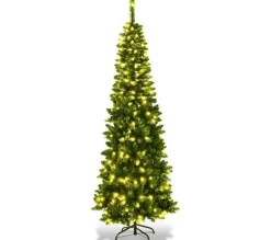 COSTWAY Sapin Et Accessoire^ Arbre De Noël Artificiel Led 200 Cm Avec 250 Lumieres Sapin Artificiel Avec 708 Branches