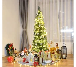 COSTWAY Sapin Et Accessoire^ Arbre De Noël Artificiel 150 Cm Sapin De Noël 220 Branches En Pvc Pour Décoration Avec Support
