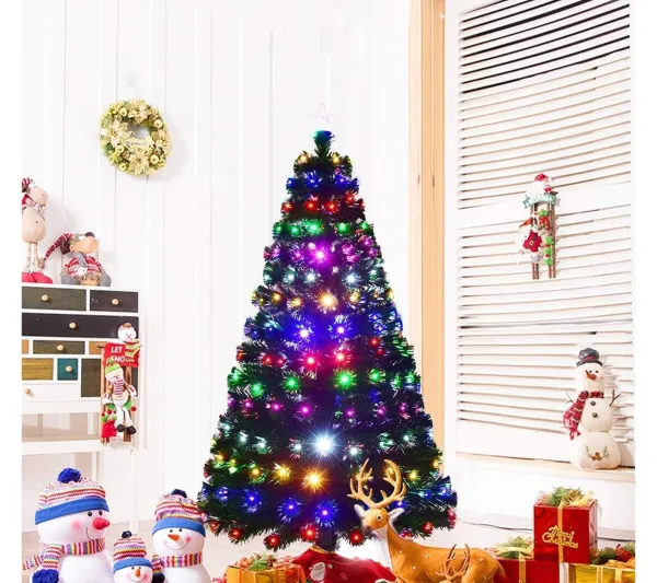 COSTWAY Sapin Et Accessoire^ Arbre De Noël Led 180 Cm Artificiel Sapin Clairage Multicolore