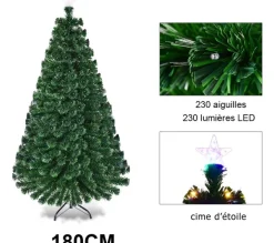 COSTWAY Sapin Et Accessoire^ Arbre De Noël Led 180 Cm Artificiel Sapin Clairage Multicolore