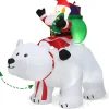 Store COSTWAY 2M Pere Noël Gonflable Sur L'Ours Polaire Blanc Tete Oscillante Avec Ventilateur Et Lumiere Led Déco