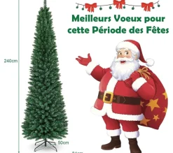 COSTWAY Sapin Et Accessoire^ Sapin De Noël 240 Cm 1000 Branches Arbre De Noël Artificiel Avec Support En Metal