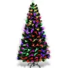 COSTWAY Sapin Et Accessoire^ Sapin De Noël Arbre De Noël Artificiel Avec Etoile Lumieres Led Et Pied En Metal 210Cm