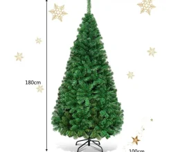 COSTWAY Sapin Et Accessoire^ Sapin De Noël Arbre De Noël Artificiel Pour Décoration De Noël Materiau Pvc Avec Pied En Metal Blanc