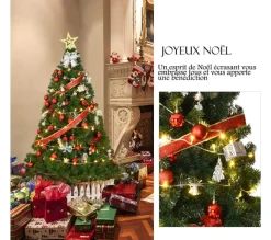 COSTWAY Sapin Et Accessoire^ Sapin De Noël Arbre De Noël Artificiel Pour Décoration De Noël Materiau Pvc Avec Pied En Metal Blanc