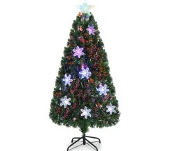 COSTWAY Sapin Et Accessoire^ Sapin De Noël Arbre De Noël Artificiel Avec Lumieres Led 150 Cm