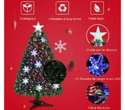 COSTWAY Sapin Et Accessoire^ Sapin De Noël Arbre De Noël Artificiel Avec Lumieres Led 150 Cm