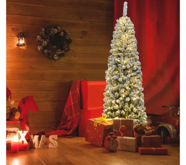 COSTWAY Sapin Et Accessoire^ Sapin De Noël Artificiel Enneige 180 Cm, Arbre De Noël Avec 250 Lumieres Led, 500 Aiguilles En Pvc