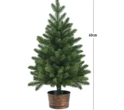 COSTWAY Sapin Et Accessoire^ Sapin De Noël Artificiel De Table 60 Cm Sans Lumieres Avec 50 Rameaux Materiau Pe Pot De Style Retro