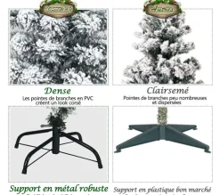 COSTWAY Sapin Et Accessoire^ Sapin De Noël Artificiel 135Cm, Flocons De Neige Avec 295 Branches 150 Lumieres Led En Pvc Support
