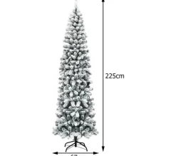 COSTWAY Sapin Et Accessoire^ Sapin De Noël Artificiel 135Cm, Flocons De Neige Avec 295 Branches 150 Lumieres Led En Pvc Support