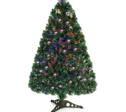 COSTWAY Sapin Et Accessoire^ Sapin De Noël Artificiel Lumieres Led 90 Cm Arbre De Noël Avec Pied En Plastique Materiau Pvc
