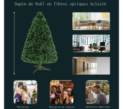 COSTWAY Sapin Et Accessoire^ Sapin De Noël Artificiel Lumieres Led 90 Cm Arbre De Noël Avec Pied En Plastique Materiau Pvc