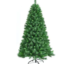 COSTWAY Sapin Et Accessoire^ Sapin De Noël Artificiel Luxuriant 180 Cm En Fleurs Avec 645 Branches Support En Metal Pliable 100%