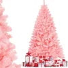 COSTWAY Sapin Et Accessoire^ Sapin De Noël Artificiel 225 Cm Couleur Fleur De Cerisier En Pvc Avec Support En Metal Pliable 1258