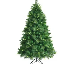 COSTWAY Sapin Et Accessoire^ Sapin De Noël Artificiel 180 Cm 3 Types De Feuillage En Pe/Pvc Support Metallique Pliable Décoration