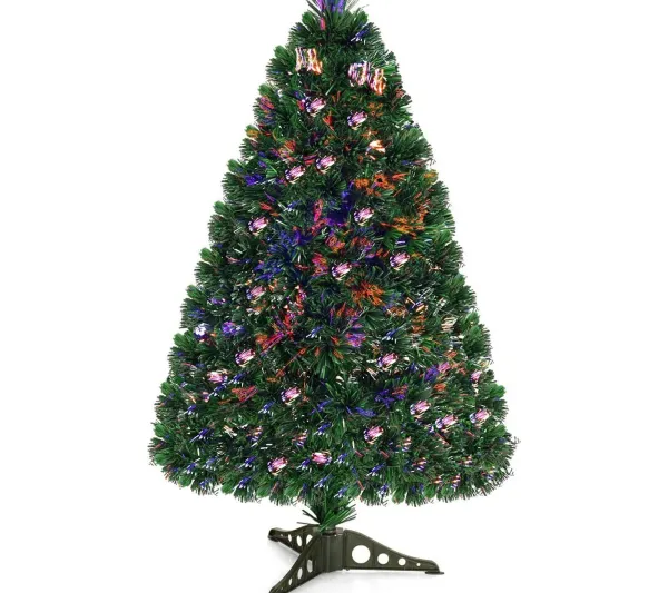 COSTWAY Sapin Et Accessoire^ Sapin De Noël Artificiel Lumieres Led 120 Cmarbre De Noël Avec Pied En Plastique Materiau Pvc