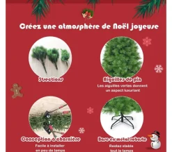 COSTWAY Sapin Et Accessoire^ Sapin De Noël Artificiel 210 Cm Avec 808 Branches Et Support En Fer Sapin De Noël Artificiel