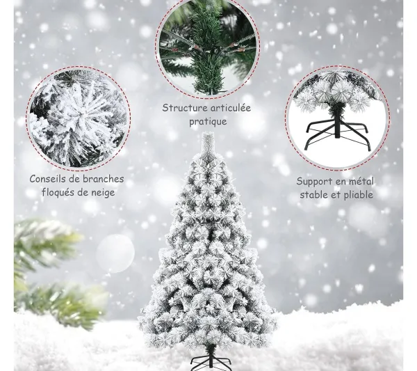 COSTWAY Sapin Et Accessoire^ Sapin De Noël Artificiel De 180 Cm Articule Avec 568 Rameaux En Pvc Aiguilles De Pin Pietement Metal