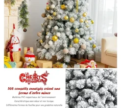COSTWAY Sapin Et Accessoire^ Sapin De Noël Artificiel De 180 Cm Articule Avec 568 Rameaux En Pvc Aiguilles De Pin Pietement Metal
