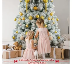COSTWAY Sapin Et Accessoire^ Sapin De Noël Artificiel De 180 Cm Articule Avec 568 Rameaux En Pvc Aiguilles De Pin Pietement Metal