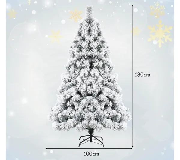 COSTWAY Sapin Et Accessoire^ Sapin De Noël Artificiel De 180 Cm Articule Avec 568 Rameaux En Pvc Aiguilles De Pin Pietement Metal