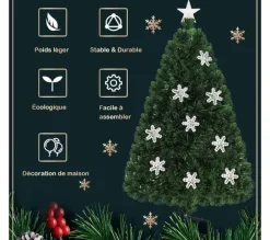 COSTWAY Sapin Et Accessoire^ Sapin De Noël Artificiel Led 120 Cm Avec Lumieres Led