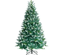 COSTWAY Sapin Et Accessoire^ Sapin De Noël Artificiel Enneige 180 Cm Avec 976 Branches Support En Metal Pliable 100% Pe Et Pvc