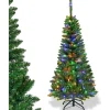 COSTWAY Sapin Et Accessoire^ Sapin De Noël Artificiel Vert 200 Cm, Avec 250 Lumieres Led Colorees, 708 Rameaux Longiforme