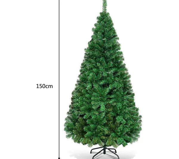 COSTWAY Sapin Et Accessoire^ Sapin De Noël Artificiel Pour Décoration De Noël Materiau Pvc Avec Pied En Metal 150Cm