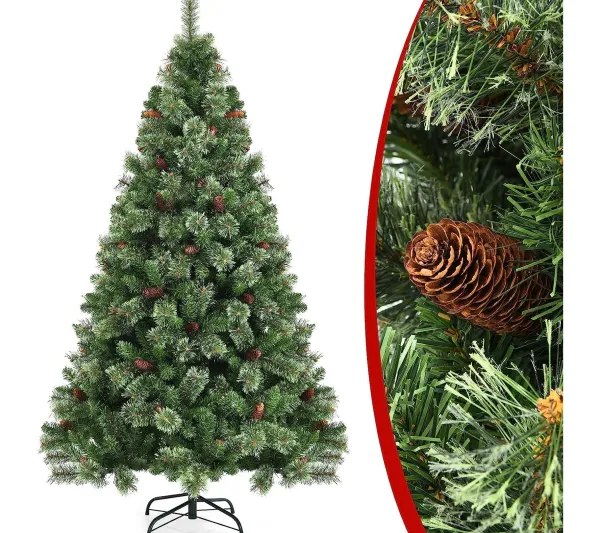 COSTWAY Sapin Et Accessoire^ Sapin De Noël Artificiel Charniere En Aiguilles De Pin De 180 Cm, Pour Maison Ou Bureau
