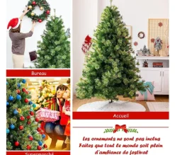 COSTWAY Sapin Et Accessoire^ Sapin De Noël Artificiel 180 Cm Avec 820 Rameaux 100 % Pvc Aiguilles De Pin Et Support Metallique