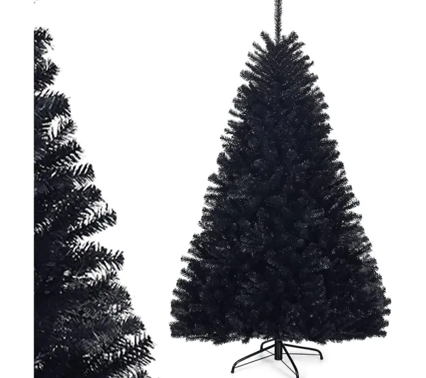 COSTWAY Sapin Et Accessoire^ Sapin De Noël Artificiel 225Cm Aiguilles En Pvc Avec Support En Metal Pliable 1258 Pointes De Branch