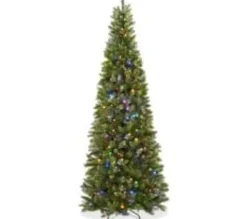 COSTWAY Sapin Et Accessoire^ Sapin De Noël Artificiel 225 Cm Avec 350 Lumieres Led 796 Rameaux Et Support Metallique Pliable